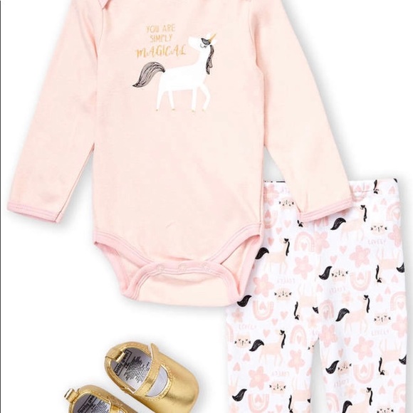 Baby Gear- Baby Girl Magical Unicorn 3 pc set NWT - Picture 2 of 2